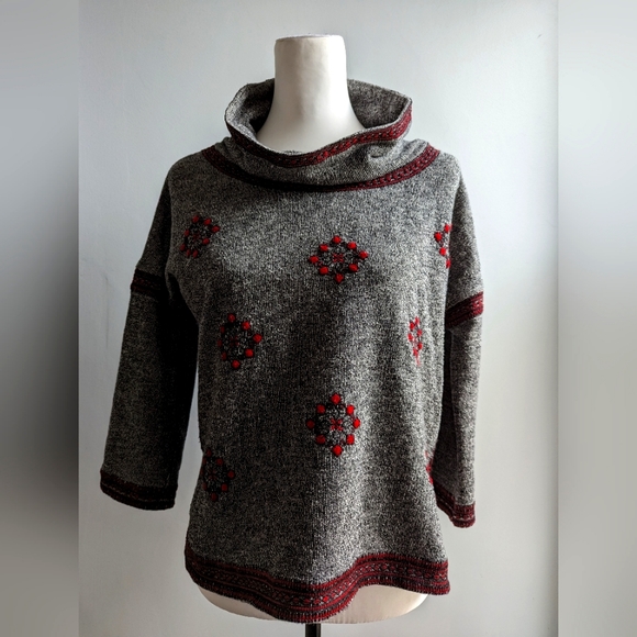 Lucky Brand Sweaters - Lucky Brand 100% Cotton Oversized Embroidered Sweater/Pullover Top Size Small